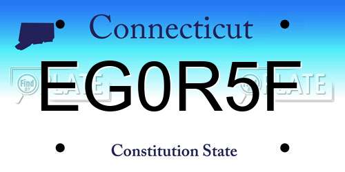 EG0R5F Connecticut License Plate
