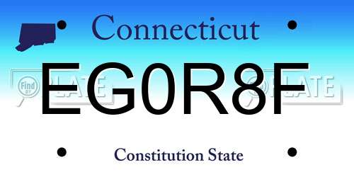 EG0R8F Connecticut License Plate