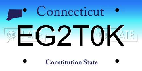 EG2T0K Connecticut License Plate