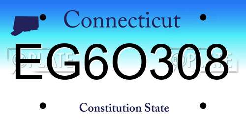 EG6O308 Connecticut License Plate