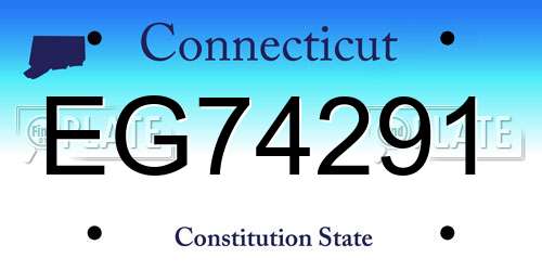 EG74291 Connecticut License Plate