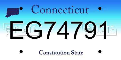 EG74791 Connecticut License Plate