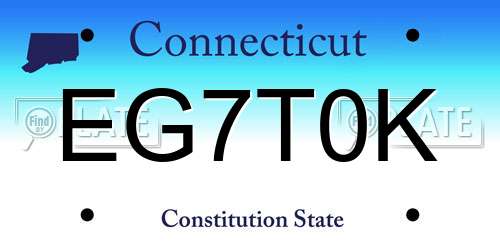 EG7T0K Connecticut License Plate