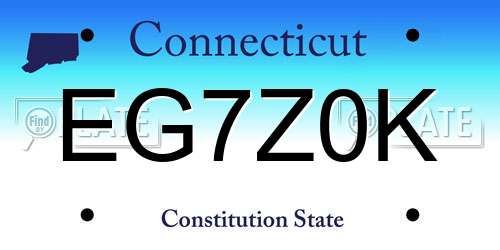 EG7Z0K Connecticut License Plate