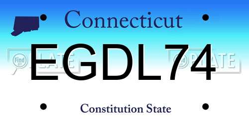 EGDL74 Connecticut License Plate