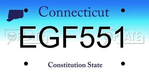 EGF551 Connecticut License Plate