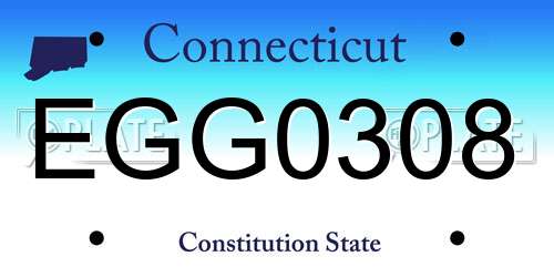 EGG0308 Connecticut License Plate