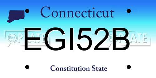 EGI52B Connecticut License Plate