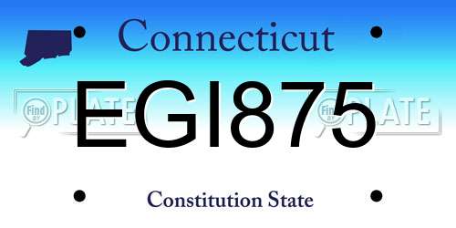 EGI875 Connecticut License Plate