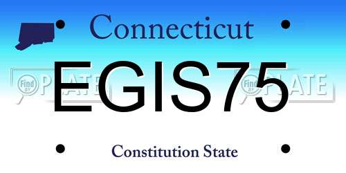 EGIS75 Connecticut License Plate