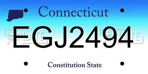 EGJ2494 Connecticut License Plate