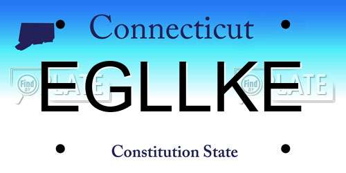 EGLLKE Connecticut License Plate