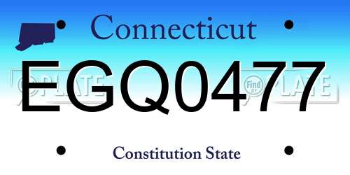 EGQ0477 Connecticut License Plate