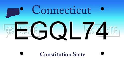 EGQL74 Connecticut License Plate