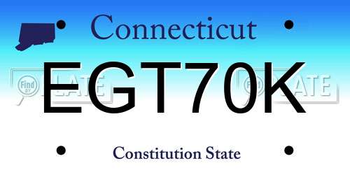EGT70K Connecticut License Plate