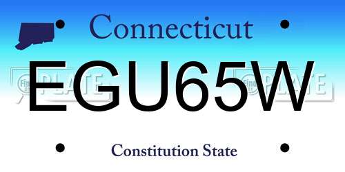 EGU65W Connecticut License Plate