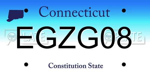 EGZG08 Connecticut License Plate