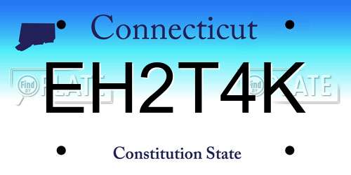 EH2T4K Connecticut License Plate