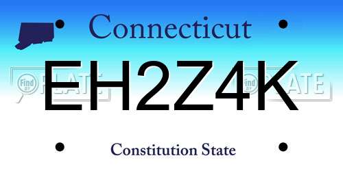 EH2Z4K Connecticut License Plate