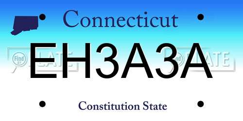 EH3A3A Connecticut License Plate