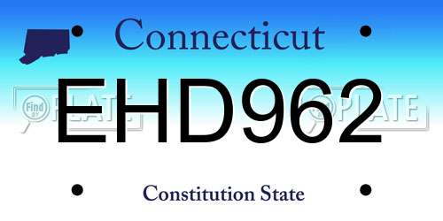 EHD962 Connecticut License Plate