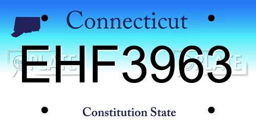 EHF3963 Connecticut License Plate