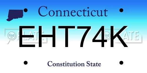 EHT74K Connecticut License Plate