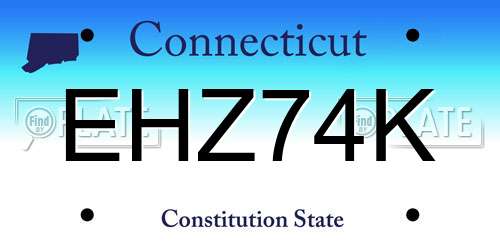 EHZ74K Connecticut License Plate