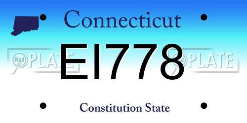 EI778 Connecticut License Plate
