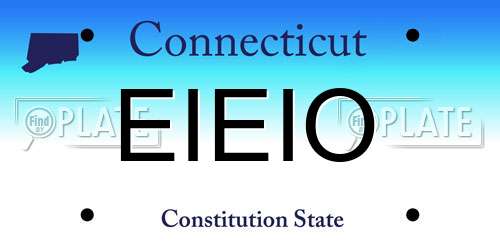 EIEIO Connecticut License Plate