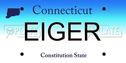 EIGER Connecticut License Plate