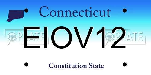 EIOV12 Connecticut License Plate
