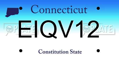 EIQV12 Connecticut License Plate