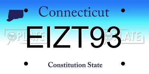 EIZT93 Connecticut License Plate