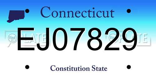 EJ07829 Connecticut License Plate