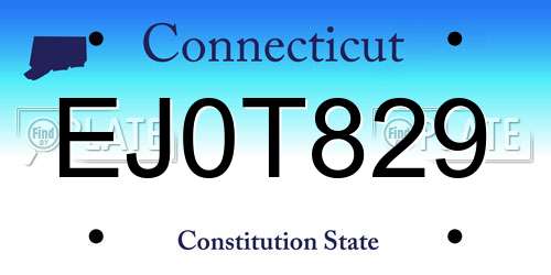 EJ0T829 Connecticut License Plate