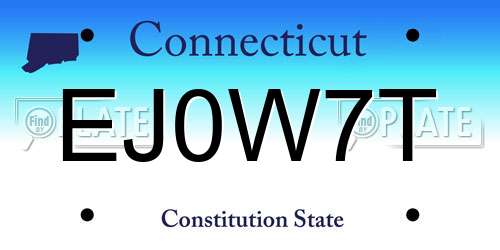 EJ0W7T Connecticut License Plate