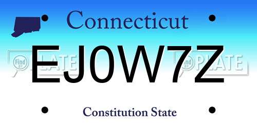 EJ0W7Z Connecticut License Plate