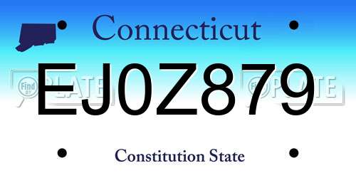 EJ0Z879 Connecticut License Plate