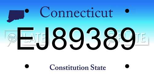EJ89389 Connecticut License Plate