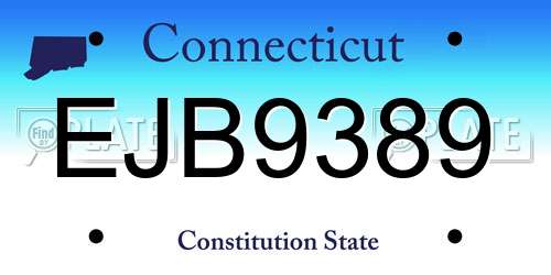 EJB9389 Connecticut License Plate