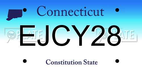 EJCY28 Connecticut License Plate