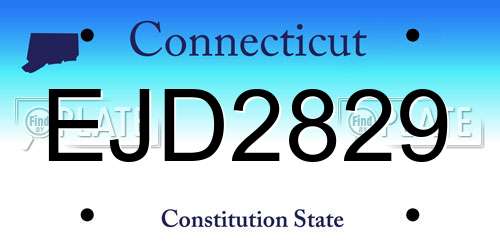 EJD2829 Connecticut License Plate