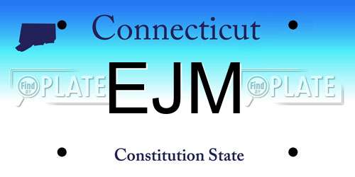 EJM Connecticut License Plate
