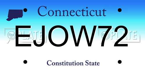 EJOW72 Connecticut License Plate