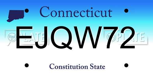 EJQW72 Connecticut License Plate