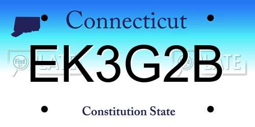 EK3G2B Connecticut License Plate
