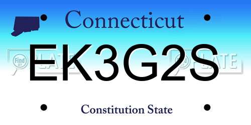 EK3G2S Connecticut License Plate