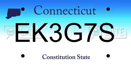 EK3G7S Connecticut License Plate