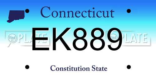 EK889 Connecticut License Plate